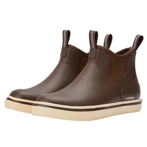 HISEA Men's Waterproof Deck Boots: Non-Slip Ankle Fishing Boots, High-Traction Rubber Rain Boots for Boating & Outdoor, Comfort Insole