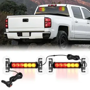 12LED Traffic Advisor Strobe Lights 2 Inches Amber White Hazard Safety Dash Front/Rear Windshield Flashing Light for Cars Trucks  Firefighter Plow Construction Vehicles Autos