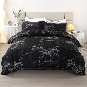 Marble Pattern Bedding Set, 3 Counts/set Duvet Cover & Pillowcase without Filler, Soft Comfortable Bedding Set for Home Bedroom, Duvet Cover Sets