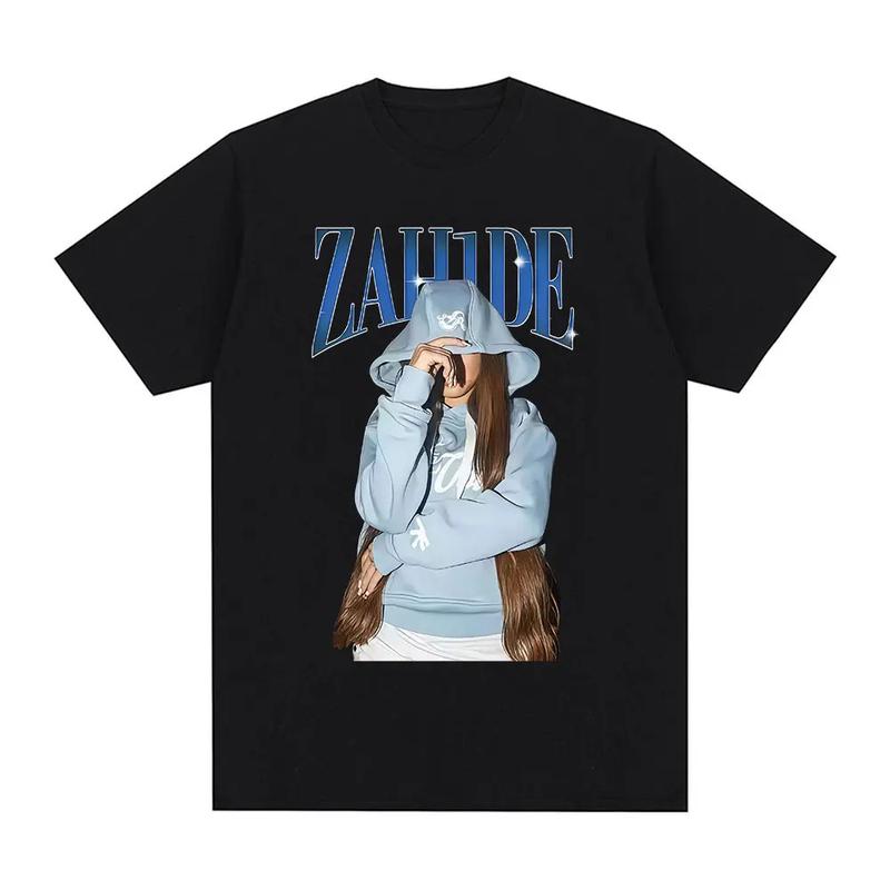 Zahide Merch Double-sided Print T-shirt Men Women Clothing Fashion T Shirts Summer Cotton Oversized O-Neck Short Sleeve T-shirts