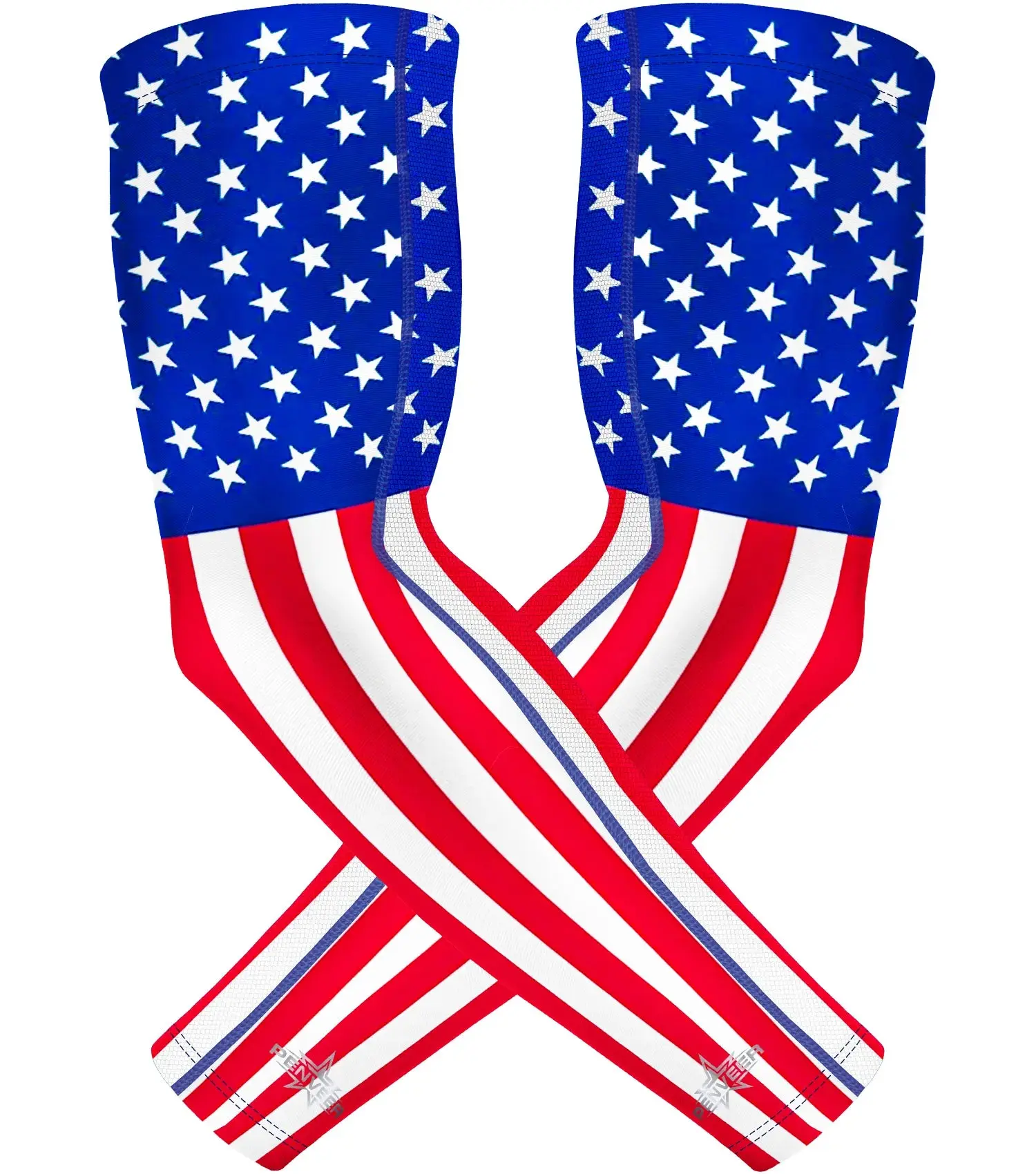 Penveer USA Flag Compression Arm Sleeve for Kids, Youth & Adults with 4-Way Stretch Fabric, Cooling Mesh & Non-Slip Grip, Slip-Resistant, Breathable Mesh