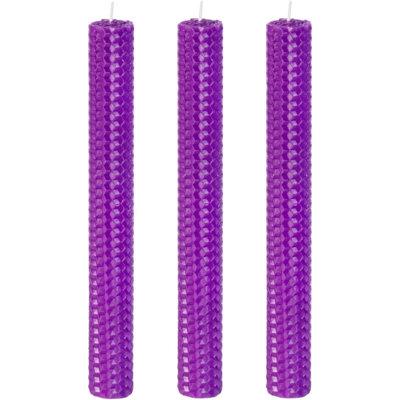 Purple Beeswax Taper Candles, 0.87 inch x 7.87 inch Hand-Rolled, Unscented,  Beeswax, Long  Time, Flat Top (Pack of 3), for Weddings, Dinner Parties, Spas, and  Decor