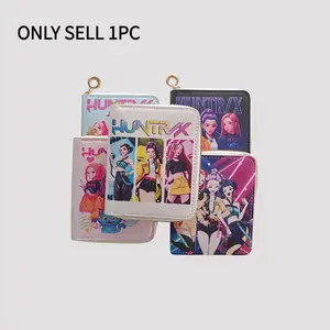 2026 Demon Hunter Women Short Wallets Pu Leather Credit Card Holder Multi-slot Small Zipper Wallets Female Clutch Coin Purse  Anime Card Protector Headphone clutch bag Kids Toys Gifts