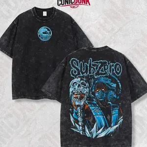 Skull Sub-Zero Mortal Kombat Retro Limited Vintage Lightweight Cotton Washed Tee with Full Size - Perfect Gift for Game Fans and Lovers UZ4