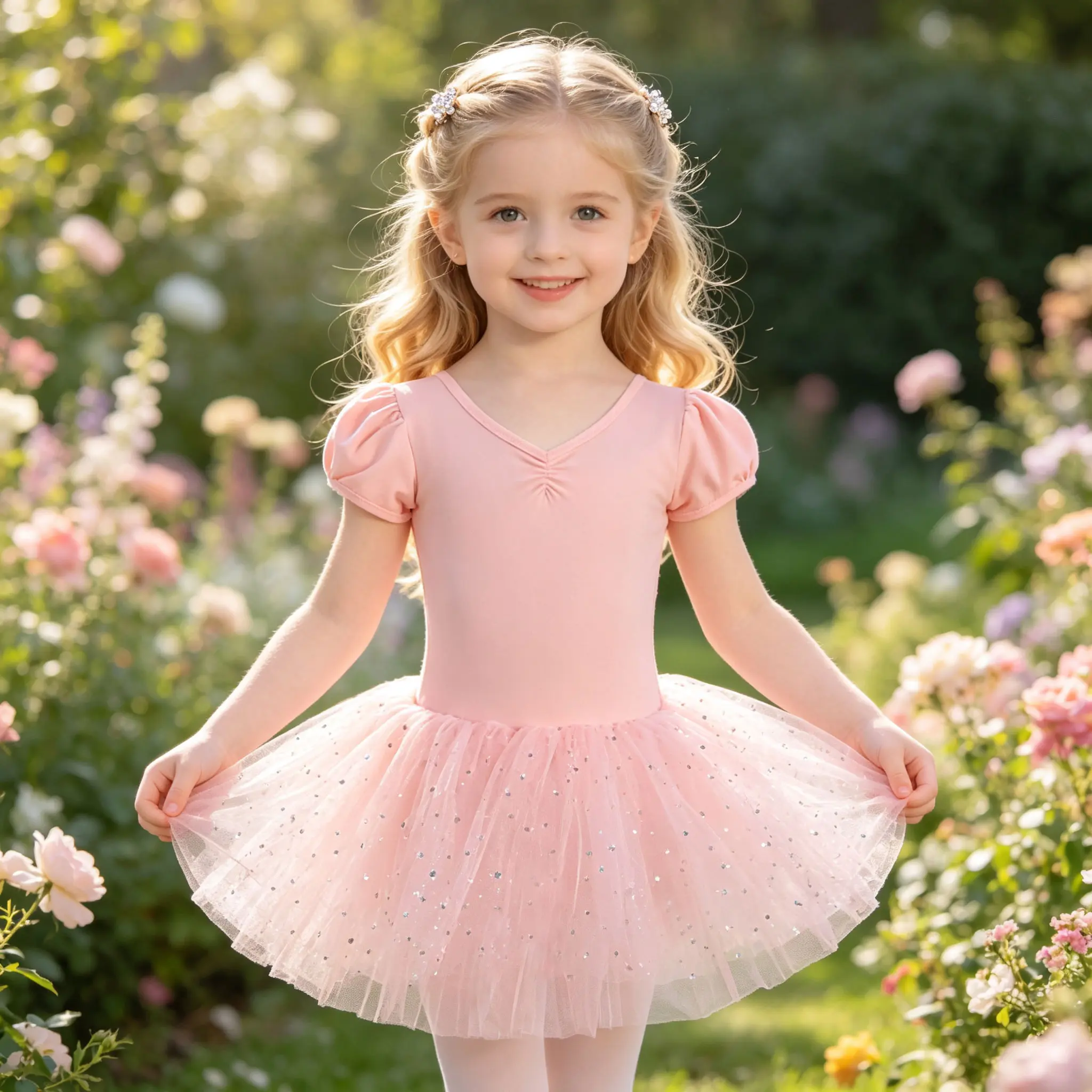 Pink Sparkle Ballet Dress, Girls' Ballet Leotard with Tulle Tutu Skirt, Kids' Dance Costume