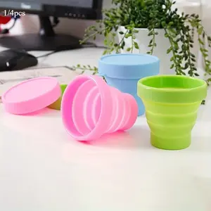 1/4pcs Silicone Foldable Travel Cup, Silicone Stacking Cups, with Lid and Collapsible, Durable, and Leak-Proof - Perfect for Camping, Hiking, Picnics, Traveling, and Festive Celebrations like Christmas, Halloween, New Year