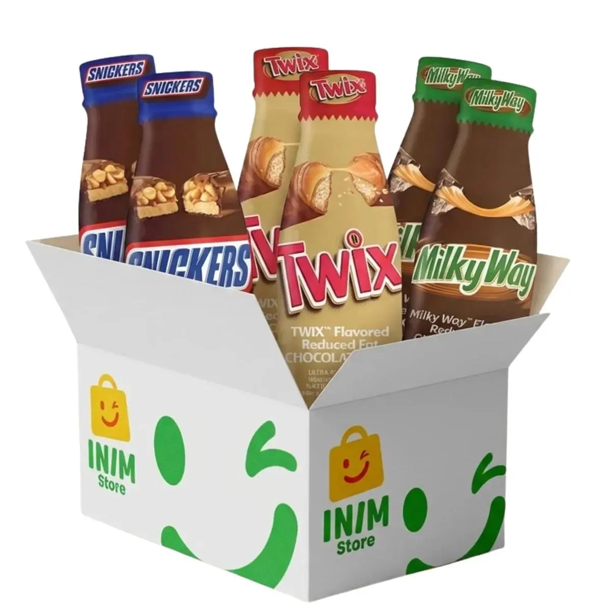 Chocolate Milk Variety Pack – 6 Bottles, 14 fl oz Each, Snickers, Twix & Milky Way Flavor Inspired Chocolate Milk Drinks, By INIM Store