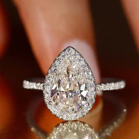 Elegant Water Drop Shaped Rhinestone Decorated Bridal Ring Perfect As Gift, Fashion Accessories for Wedding Party, Engagement Gift for Women