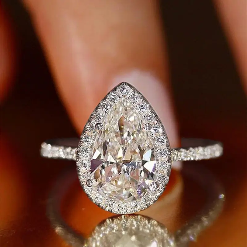 Elegant Water Drop Shaped Rhinestone Decorated Bridal Ring Perfect As Gift, Fashion Accessories for Wedding Party, Engagement Gift for Women