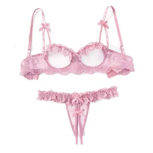 Avidlove Lingerie Set for Women Underwire Push Up Lace Bra Panty Cutout Lace Lingerie Set