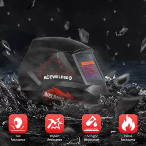 ACEWELDER Auto Darkening Welding Helmet, 1/1/1/2 True Color Solar Powered Welding Hood with 2 Arc Sensors, Wide Shade 3.5/9-13 Welder Mask for TIG MIG ARC and Grind