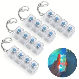 Glowing Keyboard Keychain with Decompression Button, Stress Relief Fingertip Clicker with LED Lights, Mechanical Keyboard Fidget Toys with Transparent Crystal Keycaps, Portable Keychain Decorations, Valentine's Day Gifts 1/2/3/4pcs