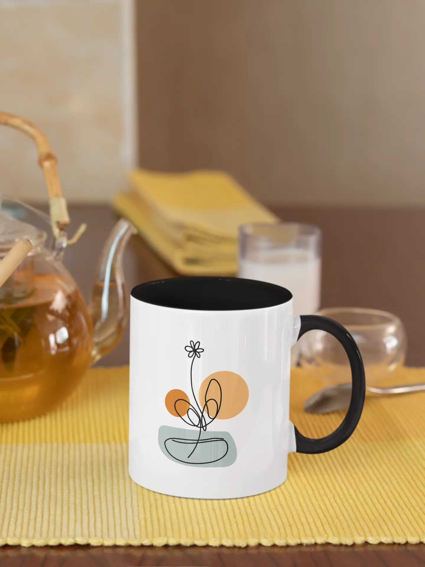 11oz Abstract Terracotta Ceramic Mug Coffee Tea Drinks
