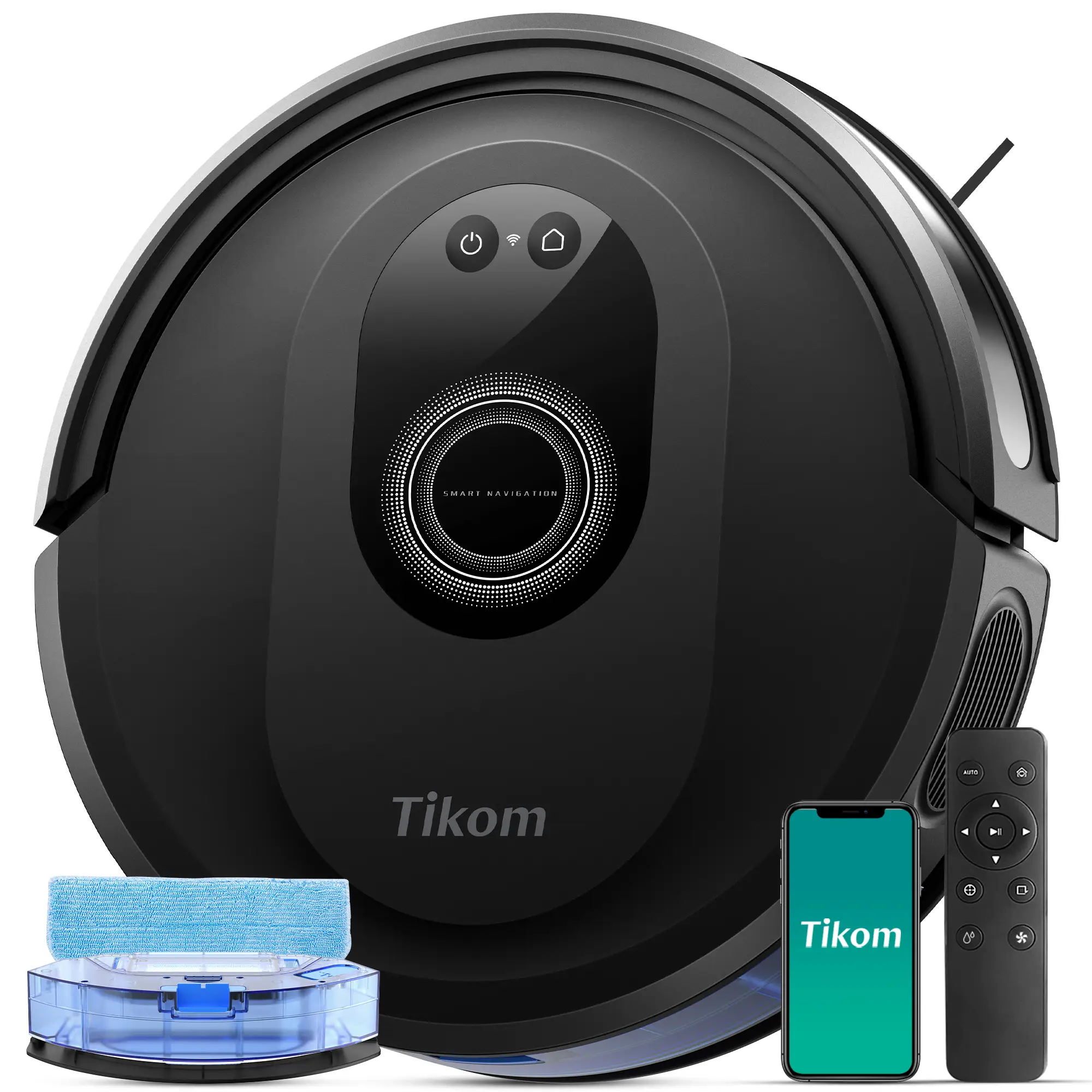 Tikom Robot Vacuum and Mop Combo, Robot Vacuum Cleaner with Powerful Suction, Super Thin, Self-Charging Robotic Vacuum Cleaner for Carpet, Pet Hair, H