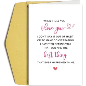 1PC Sweet Birthday Card for Men Women, Greeting Card, Romantic Anniversary Card for Boyfriend Girlfriend Wife Husband, Poem Valentines Day Cards, You Are The Best Thing That Ever Happened To Me