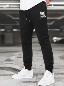 Men's Floral Print Drawstring Waist Sweatpants, Casual Regular Fit Pocket Jogger Pants for Fall & Winter, Men's Trousers for Daily Wear