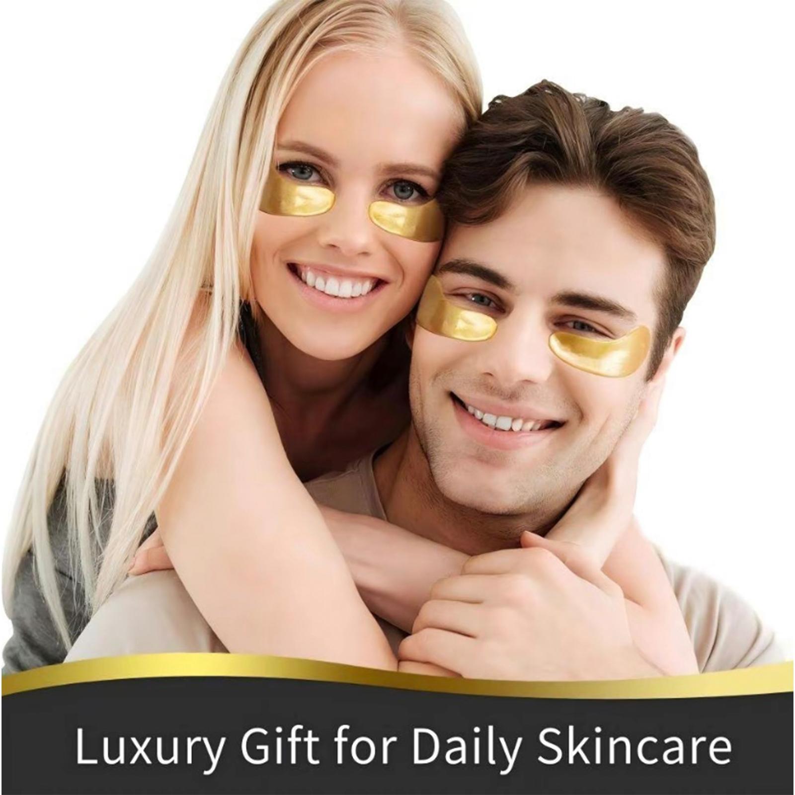 EELHOE 60PCS, 24K Gold Eye Patches for Puffy Eyes Treatment, Eye Masks for Dark Circles and Puffiness, Non-lrritating Eye Mask Skincare, Eyes Bags Treatment, Eye Gel Pads 24 k Hyaluronic Hyaluronic