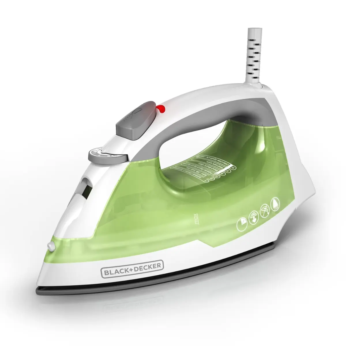 BLACK+DECKER Compact Easy Steam Iron with TrueGlide Nonstick Soleplate, SmartSteam Technology, Anti-Drip Function, Green Home Steam Iron Appliance