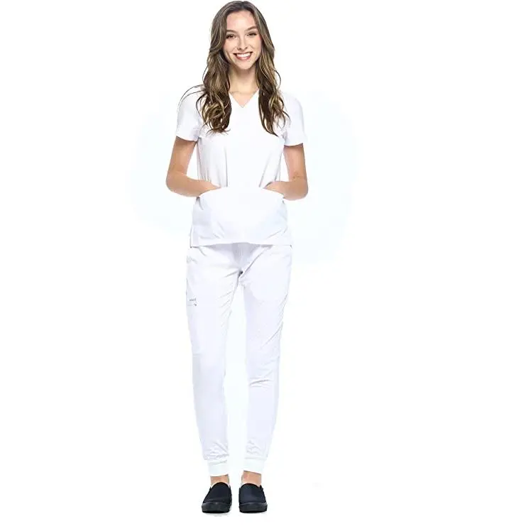 DAGACCI Adjustable White Unisex Jogger Set with Drawstring and Slim Fit