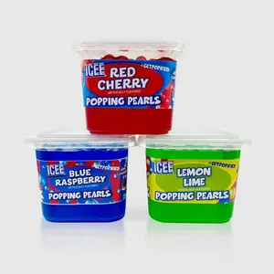 ICEE by BobaVida Blue Raspberry, Cherry & Lime Popping Boba Pearls Variety Pack | ICEE-Inspired Flavor | Popping Boba For Drink & Desserts | Fruit Boba Pearls |3 Tubs, 3 Flavors