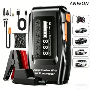 New Air Compressor Starter, 150psi Digital Tire Inflator, 12V Portable Jump Box, USB Charging, LCD Display, Flashlight, Tire Pressure Checker, Car Repair Kit