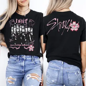 Floral Back Print, K-pop Merch Do It 8th Anniversary SKZ Fan Hoodie Pink Kpop Fan Merch SKZ Apparel Gildan 5000 100% Cotton Classic Fit Unisex Heavy Blend Sweatshirt & Hoodie
