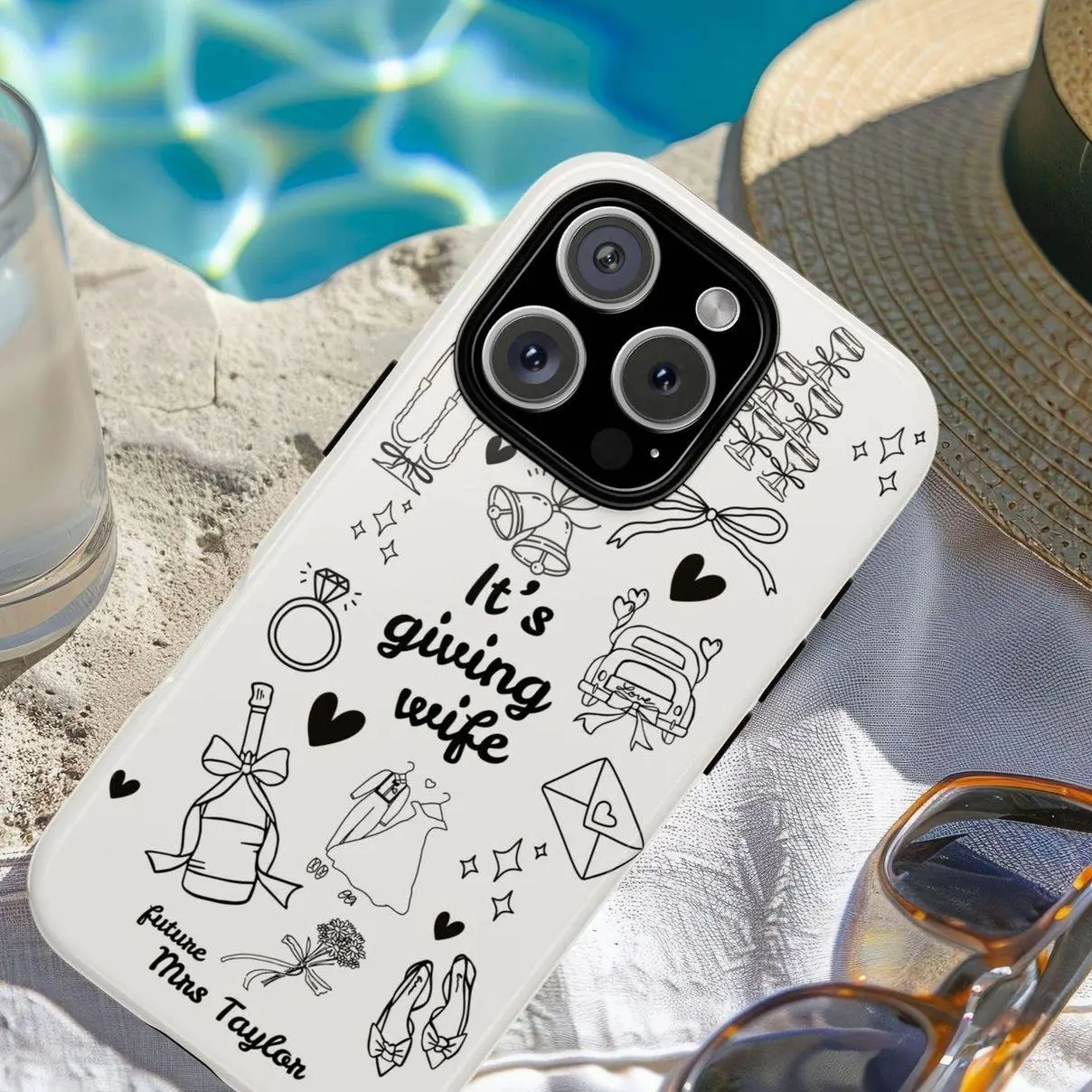 Custom Protective Transparent Wireless Phone Case with Crisp Print - Future Mrs. Themed Bridal Shower Gift for iPhone, Galaxy Devices