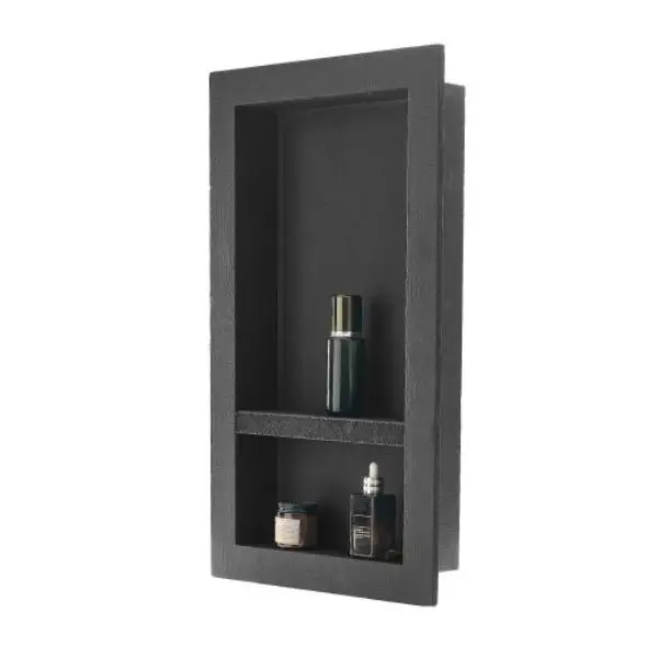 Vevor SLLYBK2C16IN1T8NP001V0 Shower Niche - 16 x 28 x 4 in. Recessed Wall Niche with Movable Divider Shelf for Bathroom Shower, Black