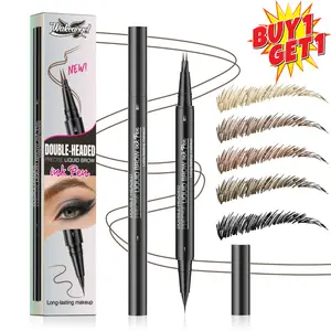 (Buy One Get One Free)Microblading Eyebrow Pencil - Eyebrow Pencil 2 in 1 Dual-ended Eyebrow Pencil with 2-prong Micro-prong Applicator and Precision Brush for Natural Eyebrow Shape that Lasts All Day