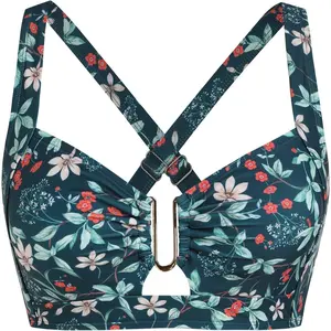 Women U-Wired Bikini Top Only- Ruched Cut Out Back-Cross Adjustable Straps Bathing Suit Top Only for Large Bust
