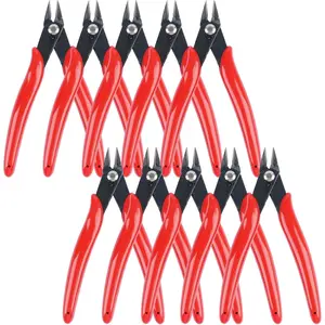 10 Pack Micro Wire Cutters, 5 Inches Flush Cutters Pliers, Diagonal Side Cutters Nippers, Zip Tie Sprue Cutter for Electronics, Plastic Models, Jewelry (Red)