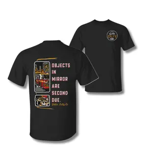 Gettin’ Salty Firefighter T-Shirt – "Objects in Mirror Are Second Due" Fire Truck Graphic Tee, Vintage Rescue Apparel, Soft Cotton Blend Shirt, Gift for Firefighters, First Responders, Dad, Husband