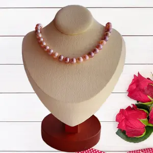 Piswency Large Seedless Candy Color Freshwater Pearl Necklace, Real Pearls in Natural Color, 925 Sterling Silver Clasp, Gift for Her (9-10mm)