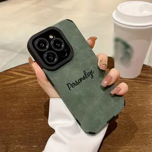 Phone Case - 1pc Personalized Luxury Faux Leather Anti-Fall Mobile Phone Case, DIY Custom Name Phone Cover, Suitable for Iphone 17/17Pro/17Promax/16/15/14/13/12/11 Series Models, Ideal Gift for Boyfriend, Girlfriend, Family, Friends, Couple