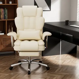 Office Chair, Big and Tall Executive Office Chair with Footrest, Leather Computer Chair, Ergonomic Reclining Chair High Back, Large Home Office Chair