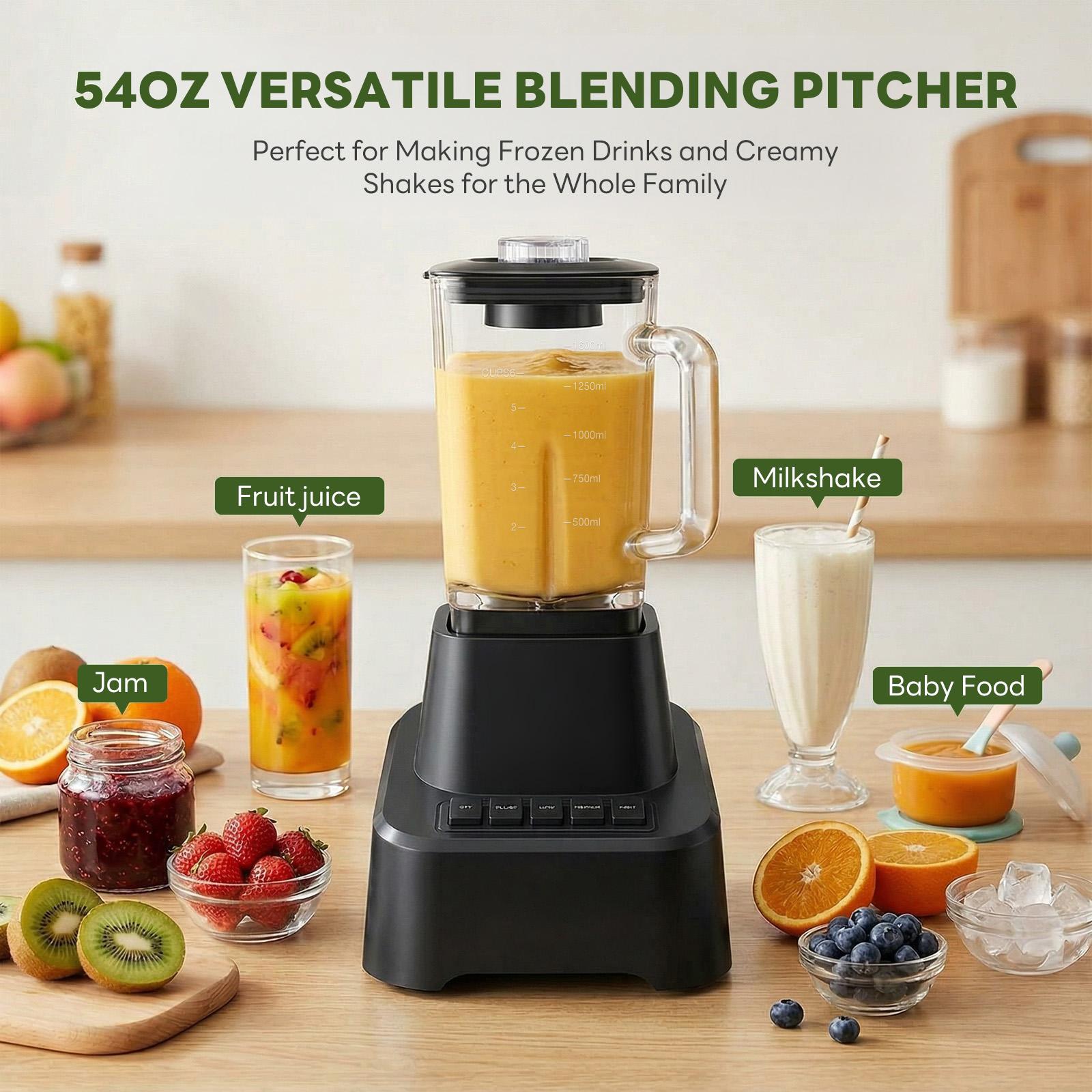 Glass Blenders for Kitchen with 750W, 54Oz. Countertop Blender Glass Jar Food Processor Combo, BPA-Free Blender for Smoothies, Ice Crush,Nuts, Frozen Drinks and Fruits (Black)Professional ice cream blender, full-size household blender, equipped Glass Blenders for Kitchen with 750W, 54Oz. Countertop Blender Glass Jar Food Processor Combo, BPA-Free Blender for Smoothies, Ice Crush,Nuts, Frozen Drinks and Fruits (Black)Professional ice cream blender, full-size household blender, equipped
