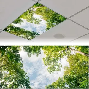 2PCS Magnetic Fluorescent Light Covers for Classroom Ceiling Lights, Fluorescent Light Filters for School Home Office Drop Ceiling Lamp Decor (Tree)