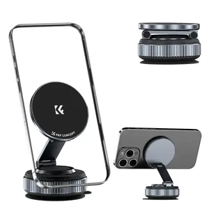 K&F CONCEPT 360° Rotation Vacuum Magnetic Car Mount Dashboard - Foldable, Adjustable Angle Suction Cup Holder, Universal for iPhone 17 Pro MAX 16/15/14/13/12 & Android Phones