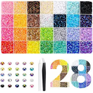 35,000PCS 28-Color Jelly Flatback Synthetic Rhinestones – 3mm Synthetic Resin Gems for Bedazzling Crafts, Ideal for Nail Art, Shoes, Books & DIY Projects
