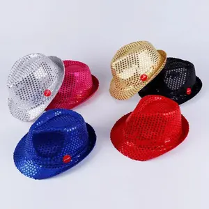 Stage Performance Sequined Hip-hop Hat Children's Day Dance Performance Jazz Hat Men And Women Festival Parties Sequined Top Hat