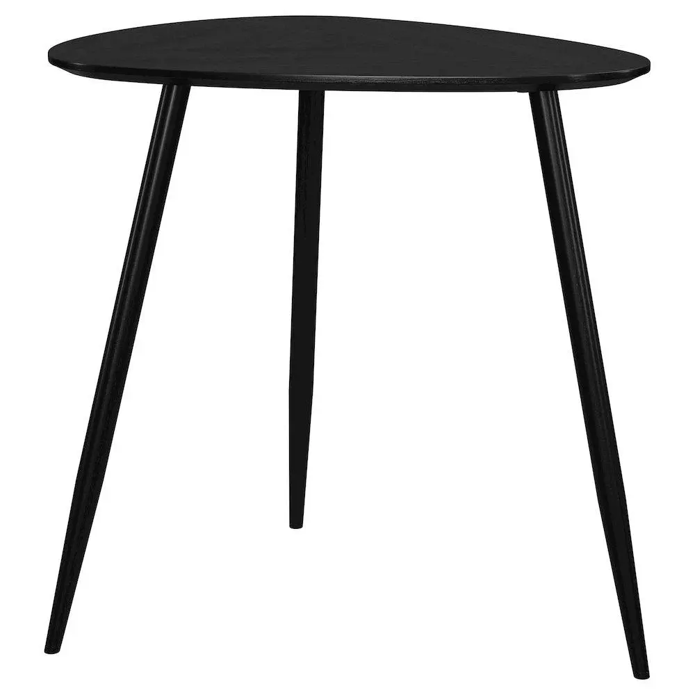 Midnight Black Modern Solid Wood Corner Side Table - Corner Shape, Triangular Tabletop, Soft Edges, Tapered Legs, Space-Saving Portable Indoor Furniture, Living Room Accent Table