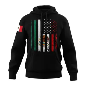 Mexican American long sleeve black unisex hoodie