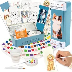 COIPLAY 648 Color Blocks Watercolor Paint Set, 52-Bookmarks, 3 Brushes, Silicone Cup, Meow/Bark Coloring Books, for All Ages, Travel-Friendly, Easy to Use,No mess, All In One Art Supplies