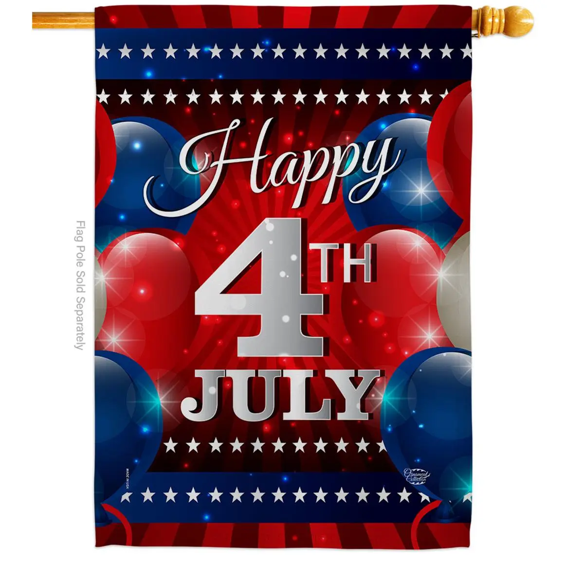 212 MAIN 28x40 in Fourth July Double-Sided Vertical Banner, Weatherproof Patriotic Ornament Outdoor Display, Garden Hanging Decor Gift for Boating & Outdoor Sports Use, Outdoor Banners, Party Decorations Banners