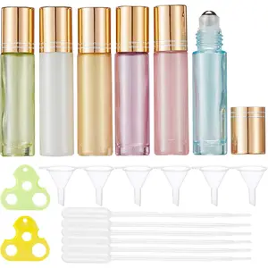 10ml Roll  Bottles - 6 Color Essential Oils Bottles, Thick Glass with Stainless Steel Roller Balls, Empty for , Perfumes and Lip Balms