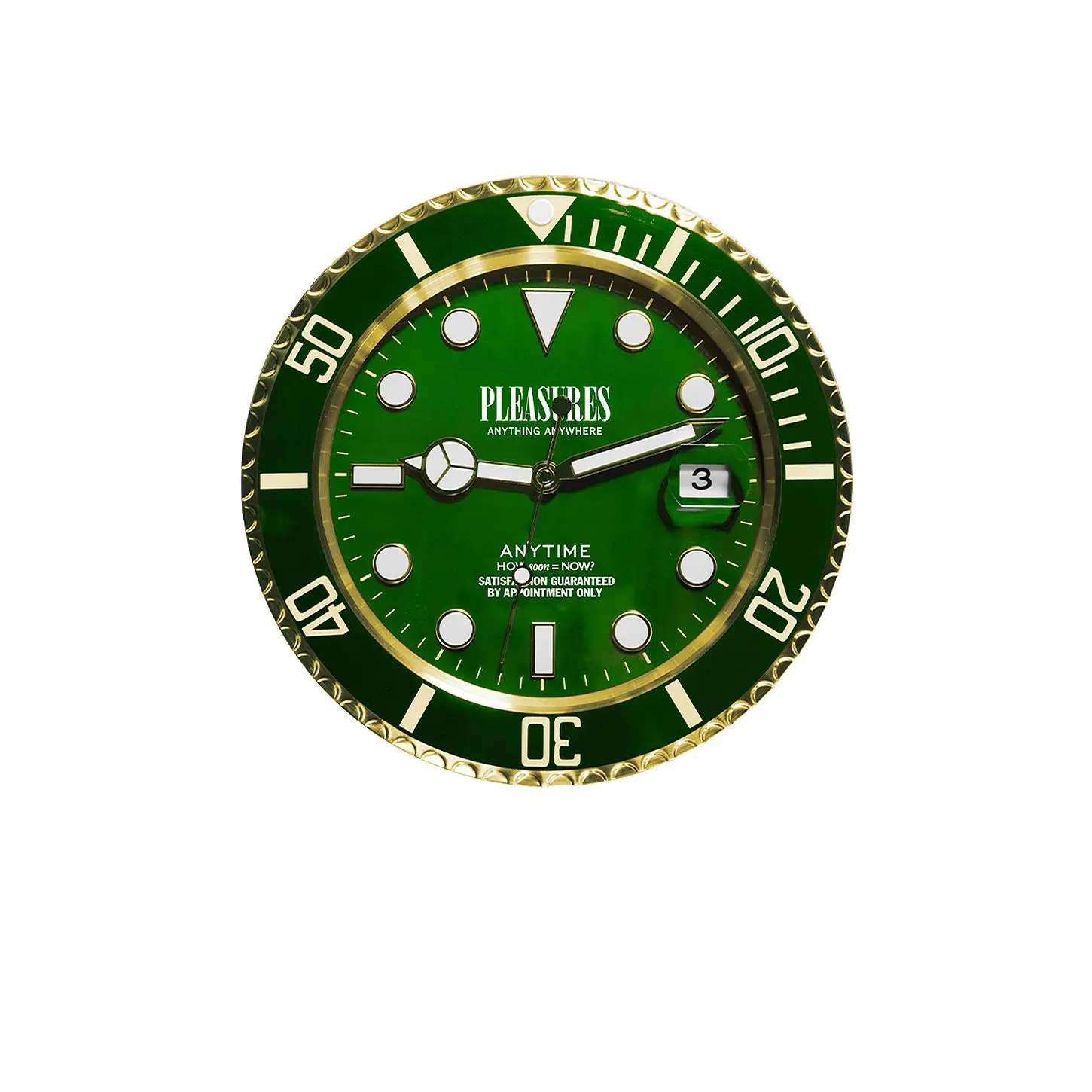Pleasures Anytime Clock in Gold & Green