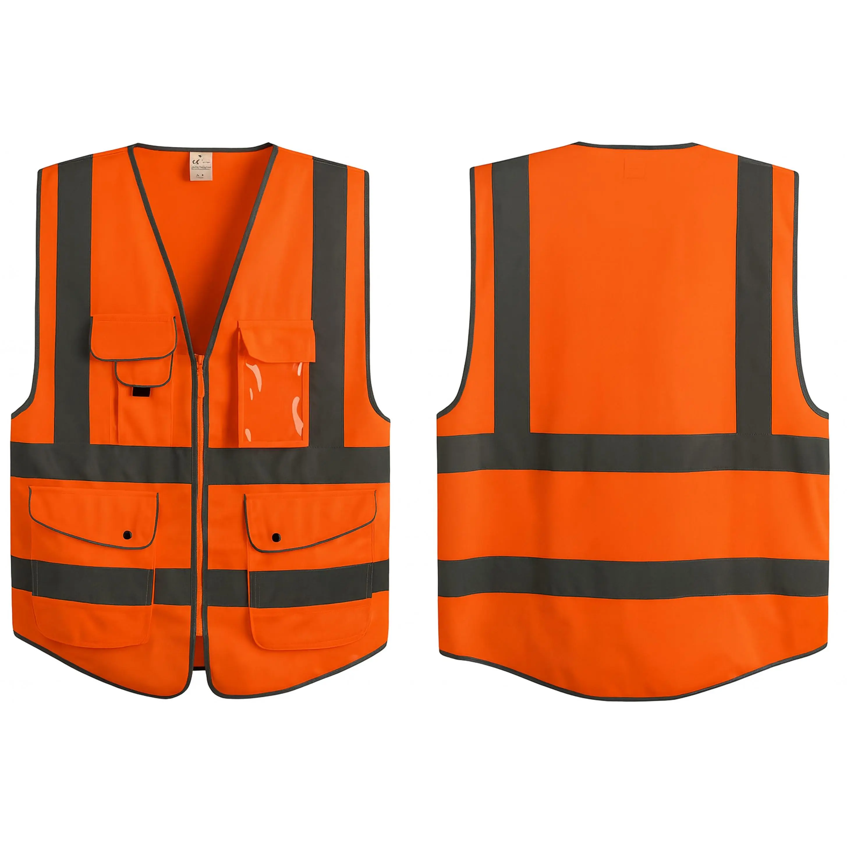 G & F Products Reflective Safety Vest - ANSI Class 2 High Visibility Vest with 9 Pockets, Reflective Strips, Neon Orange Construction Safety Gear