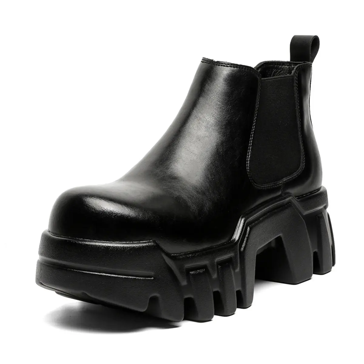 Men's Chelsea Boots, Chunky Lug Sole & Thick Platform, Round Toe with Elastic Gusset, Gothic Punk Style Ankle Boots for Niche Fashion & Daily Wear