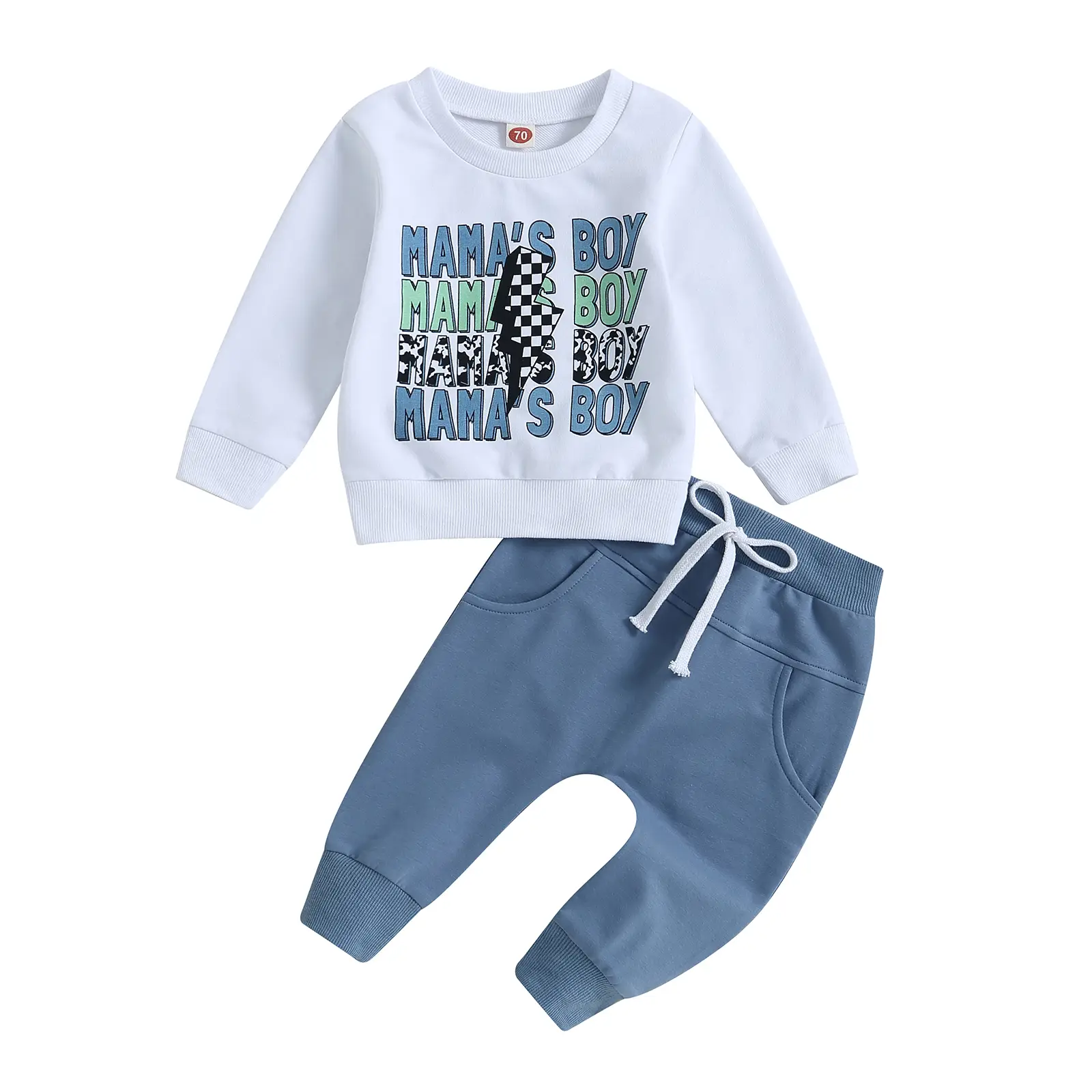 Baby Boys Outfits Long Sleeve Crew Neck Letters Print Sweatshirt Pullover Tops and Elastic Waist Sweatpants Infant Toddler Boy Clothes Fall Winter Spr