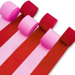 PartyWoo Pink and Red Crepe Paper Streamers, 6 Rolls (1.8 in x 82 ft Each) 492 ft Party Supplies for Valentine's Day, Baby Shower Decorations